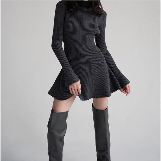 🎅Xmas Sales - 50% OFF🎄Women’s Ribbed Knit A-Line Mini Dress