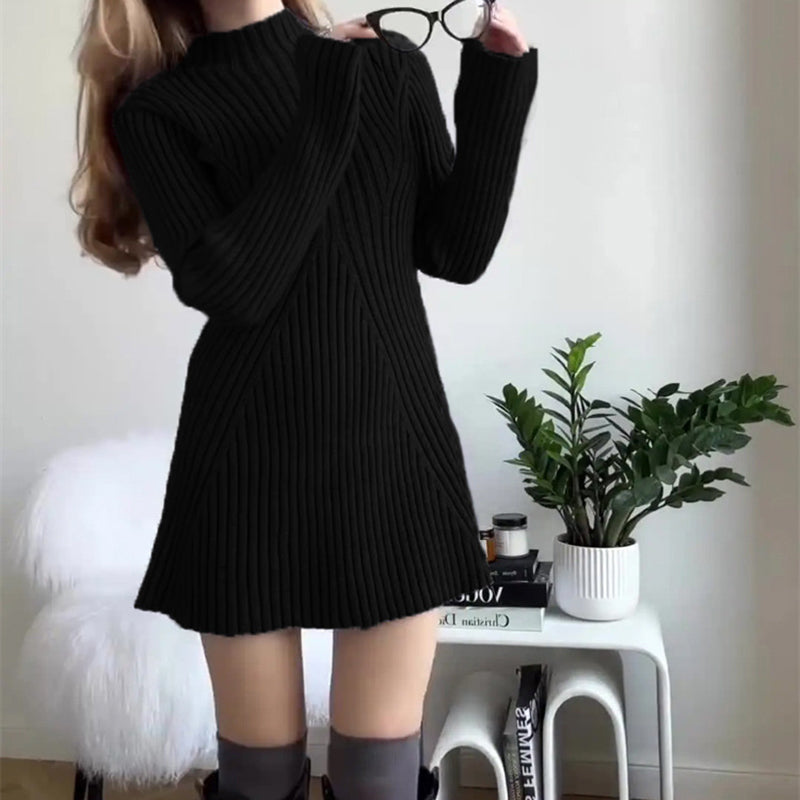 🎅Xmas Sales - 50% OFF🎄Women’s Ribbed Knit A-Line Mini Dress