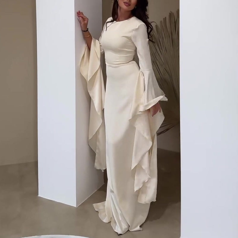 🔥2025 New Arrival Pre-Sale🍃Elegant Flared Long Sleeve Maxi Dress