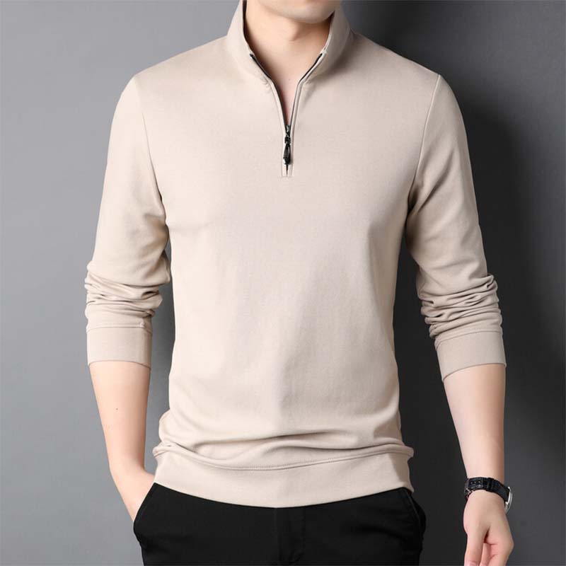 Men's Solid Half Zip Long-Sleeve Tops（50% OFF）