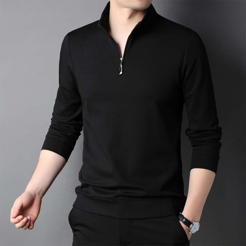 Men's Solid Half Zip Long-Sleeve Tops（50% OFF）