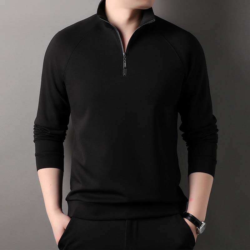 Men's Solid Half Zip Long-Sleeve Tops（50% OFF）