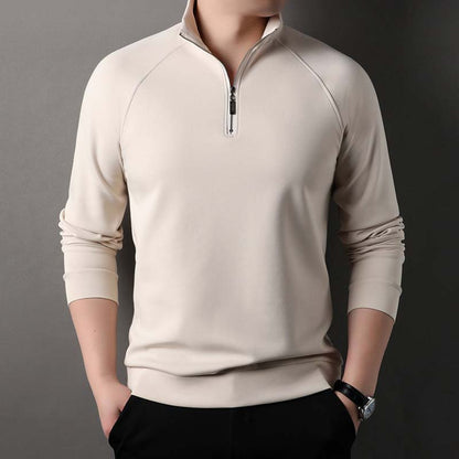 Men's Solid Half Zip Long-Sleeve Tops（50% OFF）