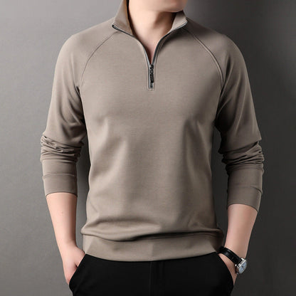 Men's Solid Half Zip Long-Sleeve Tops（50% OFF）