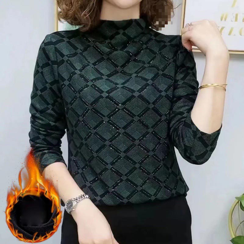 🎅Xmas Sales - 50% OFF🎄Women’s High-end Textured Thickened Semi Turtleneck Bottom Shirt