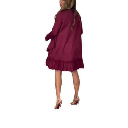 🎅Xmas Sales - 50% OFF🎄Women's Long-Sleeve Round-Neck Dress with Pleated Hem