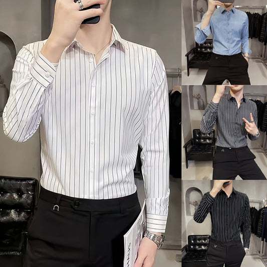 🎅Xmas Sales - 50% OFF🎄Men's Slim-Fit Striped Long-Sleeve Shirt