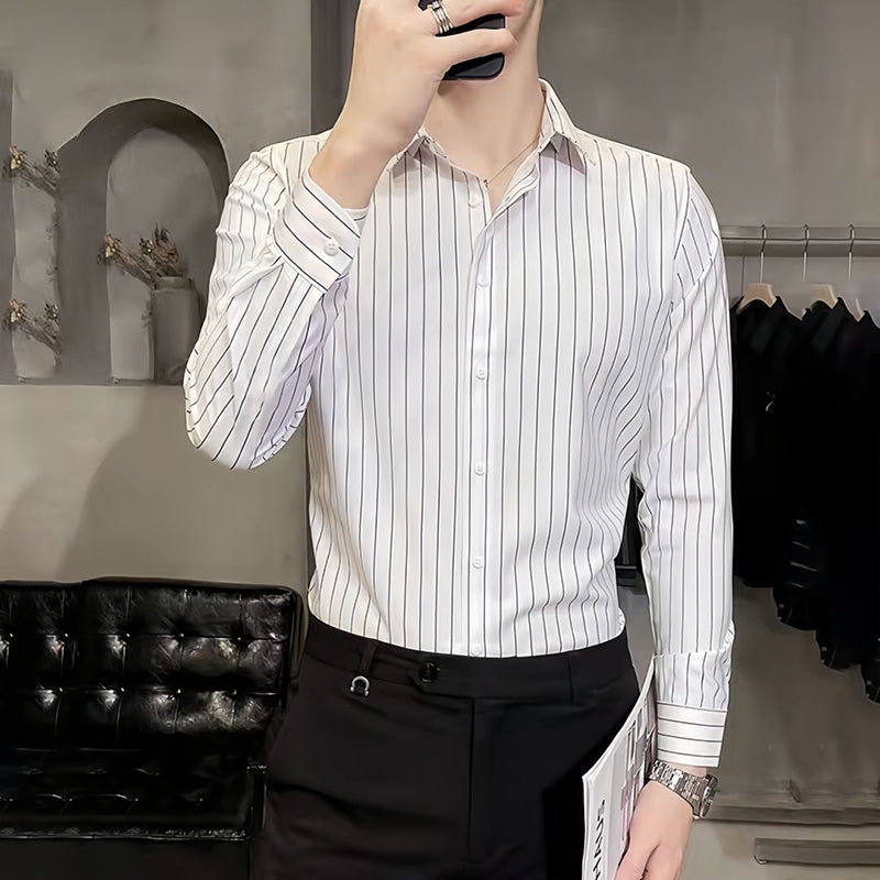 🎅Xmas Sales - 50% OFF🎄Men's Slim-Fit Striped Long-Sleeve Shirt