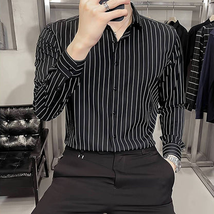 🎅Xmas Sales - 50% OFF🎄Men's Slim-Fit Striped Long-Sleeve Shirt