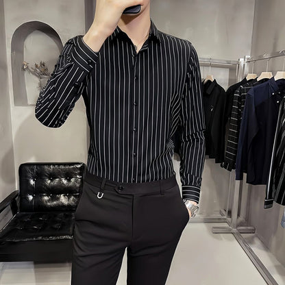 🎅Xmas Sales - 50% OFF🎄Men's Slim-Fit Striped Long-Sleeve Shirt