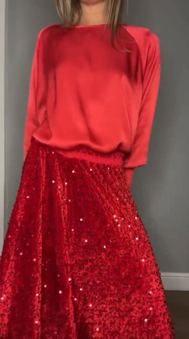 💃2025 New Arrival Pre-Sale✨Women's Long Sleeve Top & Sequin Maxi Skirt Two-Piece Set