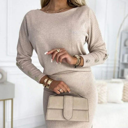 🎅Xmas Sales - 50% OFF🎄Women’s Ribbed Knit Top ＆ Skirt Two-Piece Set