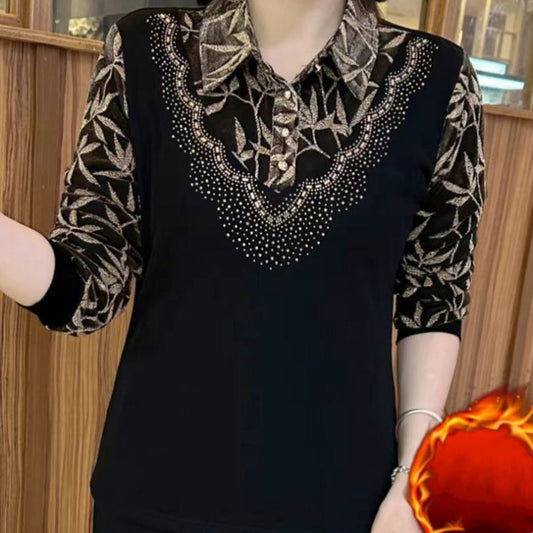 ✨Winter offer💖 Elegant Warm Thickened Lapel Floral Top