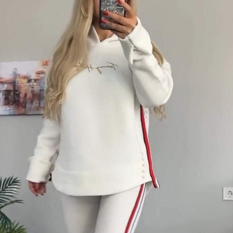 🔥2025 New Arrival - 50% OFF🎉Women's Long-Sleeved Striped Casual Hooded Top&pant ✈️Free Shippings