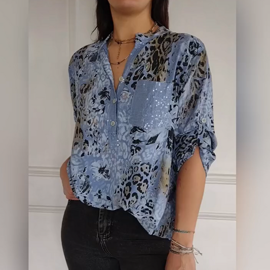 🎉This week's Special Sales - 50% OFF✨Women's Casual Half Button Printed Shirt