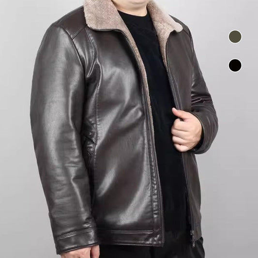 🔥🖤Black Friday Sale🔥Men's Warm Faux Leather Plush Lapels Jacket