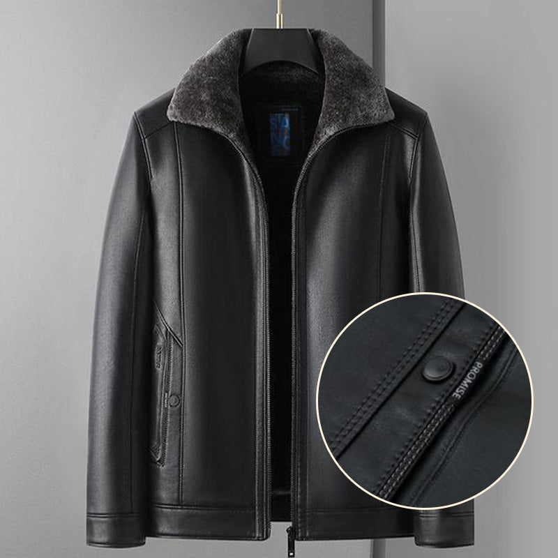 🔥🖤Black Friday Sale🔥Men's Warm Faux Leather Plush Lapels Jacket