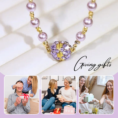 💜Happy New Year! 50% OFF 💜✨Elegant Imitation Pearl Necklace with Sparkling Magnetic Rhinestone Ball