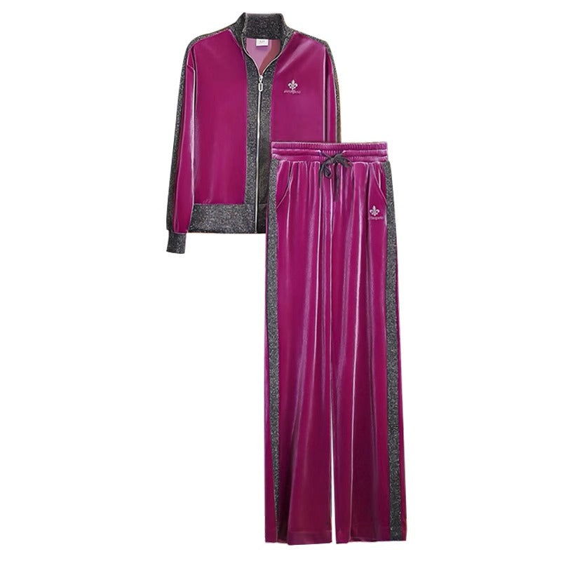 🎉Happy New Year! 50% OFF 🛍️Women's Velvet-Like Contrast Color 2-PieceTracksuit