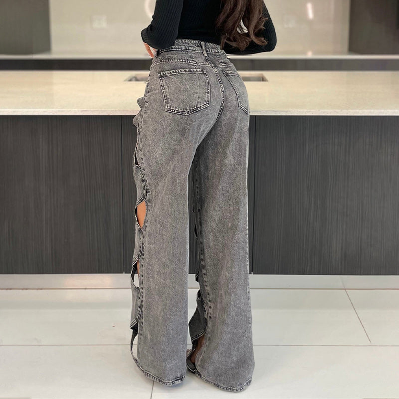 🎉Happy New Year! 50% OFF 🛍️💖 Women's Hollow Out High-Waisted Denim Pants👖