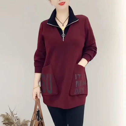 🎉Happy New Year! 50% OFF 🛍️Women's Warm Half Zipper Neck Top with Large Pockets