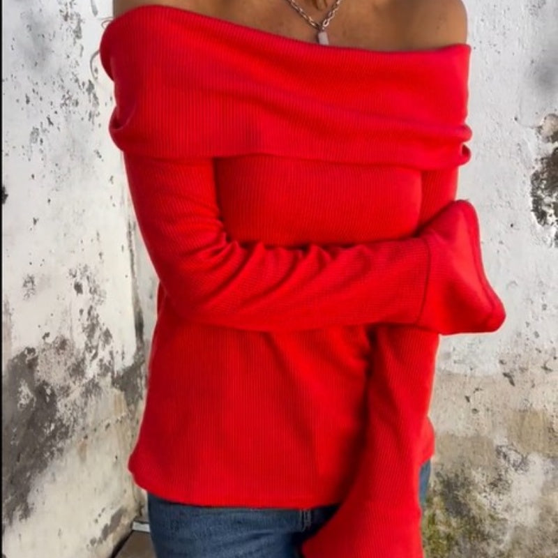 🎉Happy New Year! 50% OFF 🛍️Off-the-Shoulder Long Sleeve Sweater