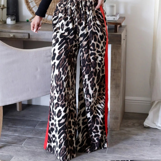 🎉Happy New Year! 50% OFF 🛍️Women's Leopard Print Patchwork Wide Leg Pants