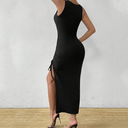 Women’s Hollow Heart Slit Drawstring Dress