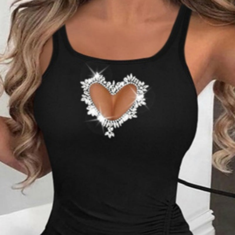 Women’s Hollow Heart Slit Drawstring Dress