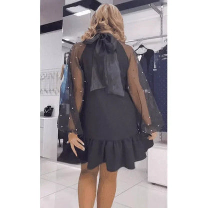 🎉Happy New Year! 50% OFF 🛍️Mesh Long Sleeve Dress with Pleated Hem