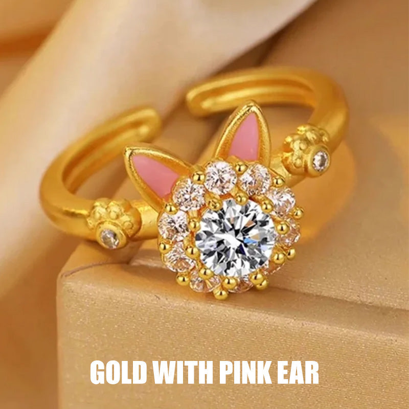 ✨New Arrival✨Spinning Sparkle Cat Head Ring with Style and Luck