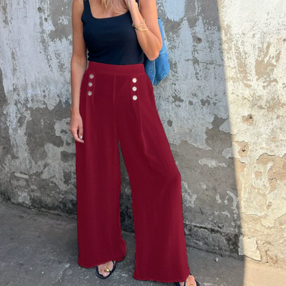 🎉Happy New Year! 50% OFF 🛍️Elastic Waist Button Loose Wide Leg Pants