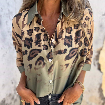 🎉Happy New Year! 50% OFF 🛍️Women's Leopard Print Button Down Shirt