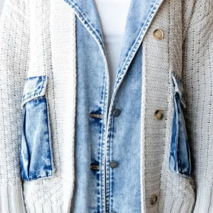 🎉Happy New Year! 50% OFF 🛍️Women’s Denim-Patchwork Knitted Sweater Jacket