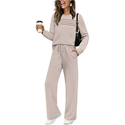 Conjunto de Top de Cuello Redondo y Pantalones con Cordón para Mujer