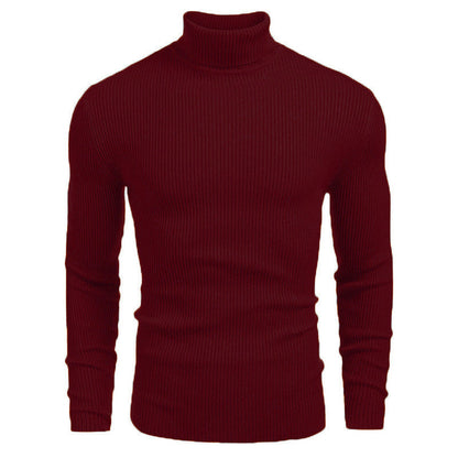 Suéter ajustado de cuello alto de punto para hombre, ideal para el invierno
