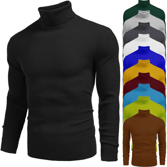 Suéter ajustado de cuello alto de punto para hombre, ideal para el invierno
