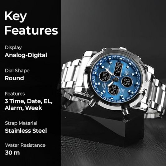 💦⏰ Relojes para Hombres de Estilo Militar, Resistentes al Agua y de Doble Visualización Analógico-Digital