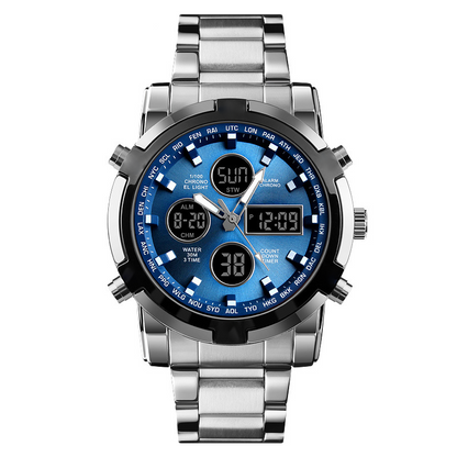 💦⏰ Relojes para Hombres de Estilo Militar, Resistentes al Agua y de Doble Visualización Analógico-Digital