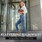 Jeans de Mezclilla con Elastano para Mujer, Tiro Alto y Corte Recto