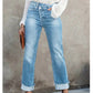 Jeans de Mezclilla con Elastano para Mujer, Tiro Alto y Corte Recto