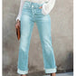 Jeans de Mezclilla con Elastano para Mujer, Tiro Alto y Corte Recto