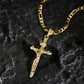 🔥【1° Más Vendido】🔥 ¡50% DE DESCUENTO! ⏰ Collar con colgante de crucifijo tono dorado – Diseño detallado INRI, cadena Figaro ajustable y joya religiosa para el día a día ✝️✨