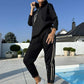 Set de chaqueta con capucha y pantalones con cordón para mujer