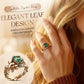 ✨💖Anillo de cristal sintético verde con hojas intrincadas💍