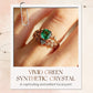 ✨💖Anillo de cristal sintético verde con hojas intrincadas💍
