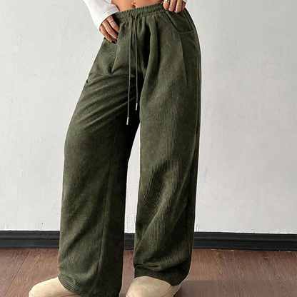 Pantalón de pana informal de corte holgado para mujer