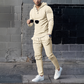 Conjunto de 2 piezas de chándal con capucha de color liso para hombre