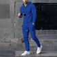 Conjunto de 2 piezas de chándal con capucha de color liso para hombre