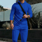 Conjunto de 2 piezas de chándal con capucha de color liso para hombre